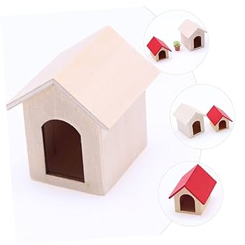 犬小屋　ミニチュア Amazon | VICASKY 2個ミニチュアドールハウス用 木製犬小屋